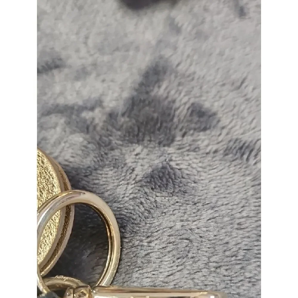 Salvatore Ferragamo Black & Gold Leather Flower Key Holder